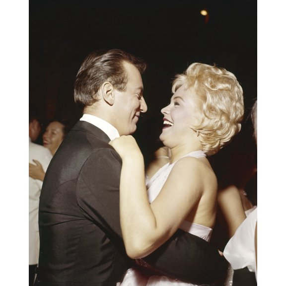Bobby Darin And Sandra Dee Laughing As They Embrace Dancing Candid 24X36 Classic Hollywood Poster