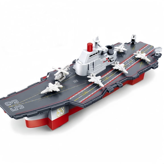Bobyy.Duck Aircraft Carrier Toy for Kids, Inertia Powered Battleship Ship with Water Spray Feature, Push-Go Navy Ship Ages 3-5