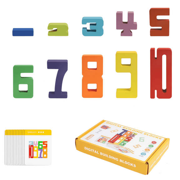 Bobby.Duck Wooden Math Number Blocks for Toddlers 3-5, Montessori Stacking Building Blocks Toy, Educational Number Puzzle, Counting, Addition & Subtraction Learning Toy for Kids