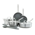 thumbnail interactive-video image 1 of GreenPan Bobby Flay 10-Piece Stainless Steel Ceramic Nonstick Cookware Set, 1 of 12