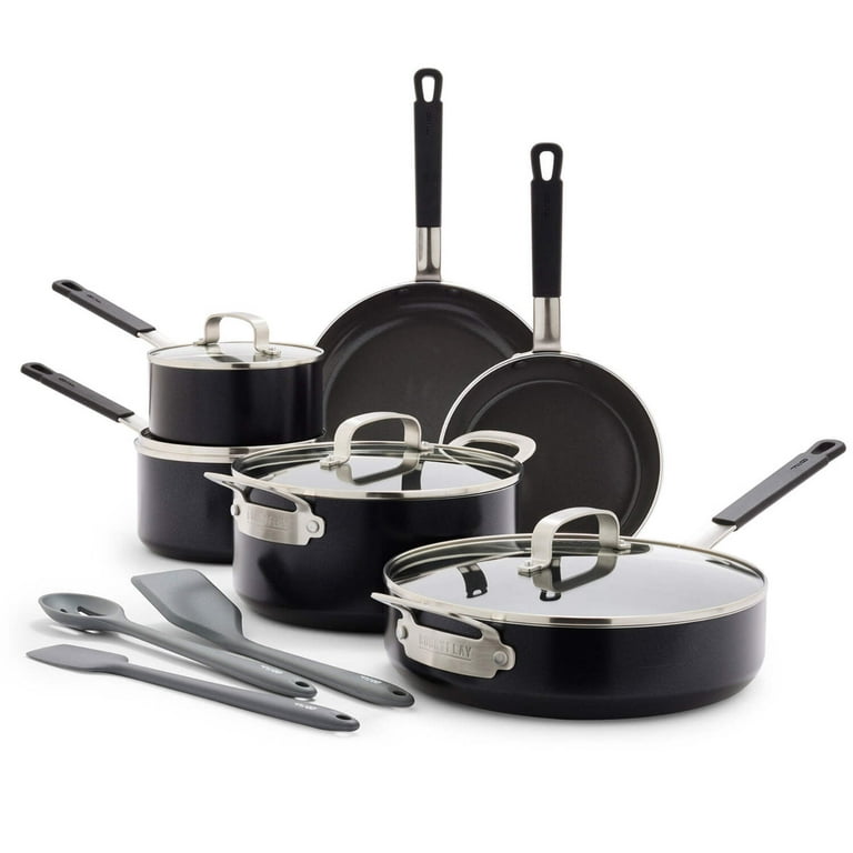 GreenPan x Bobby Flay 13 Piece Cookware Pots and Pans Set Professional Grade Aluminum PFAS PFOA Free Ceramic Nonstick Induction Suitable Stay Cool Silicone Handle Dishwasher Oven Safe Black Walmart ...