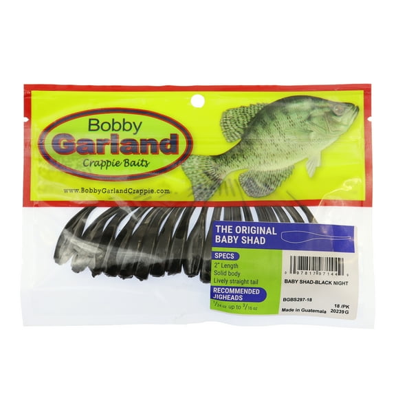 Bobby Garland Baby Shad - 2 IN - 18 Pack - Black Night
