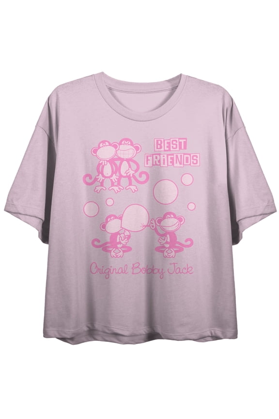 Bobby Jack Best Friends Women's Cradle Pink Crew Neck Short Sleeve Crop Top-Large
