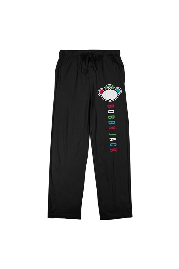 Bobby Jack Colorful Logo Men's Black Sleep Pajama Pants-Large