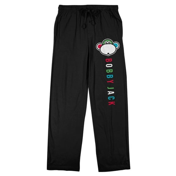 Bobby Jack Colorful Logo Men's Black Sleep Pajama Pants-Medium