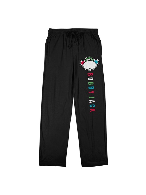 Bobby Jack Colorful Logo Men's Black Sleep Pajama Pants-XL