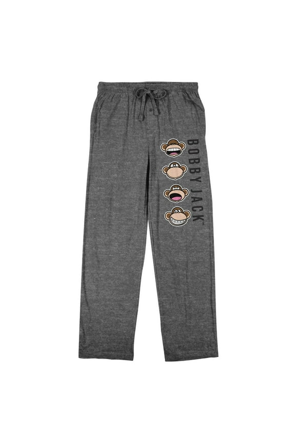 Bobby Jack Monkey Faces Men's Heather Gray Sleep Pajama Pants-Large