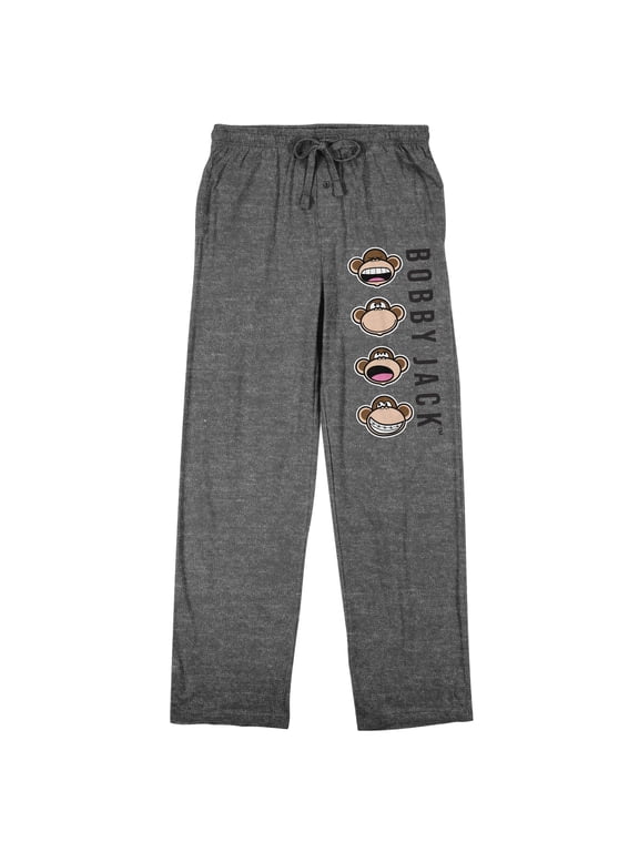 Bobby Jack Monkey Faces Men's Heather Gray Sleep Pajama Pants-Medium
