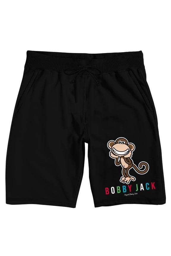 Bobby Jack Monkey Logo Men's Black Sleep Pajama Shorts-Small
