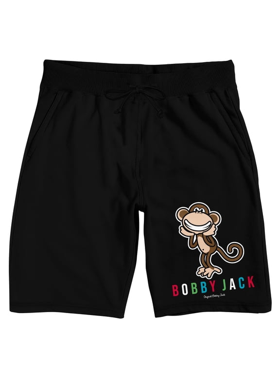 Bobby Jack Monkey Logo Men's Black Sleep Pajama Shorts-XL