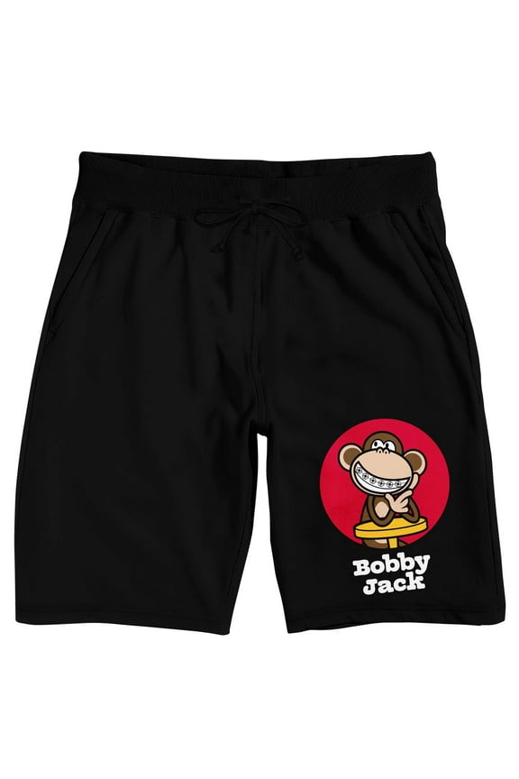 Bobby Jack Monkey Logo Men's Black Sleep Pajama Shorts-XL