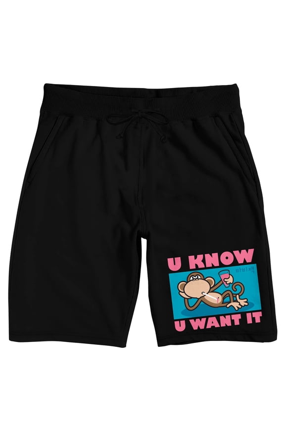 Bobby Jack U Know U Want It Men's Black Sleep Pajama Shorts-XL