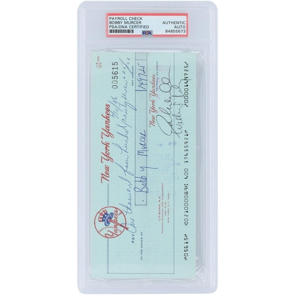 Bobby Murcer New York Yankees Autographed Check from June 30, 1986 - PSA 84855673 - Fanatics Authentic Certified