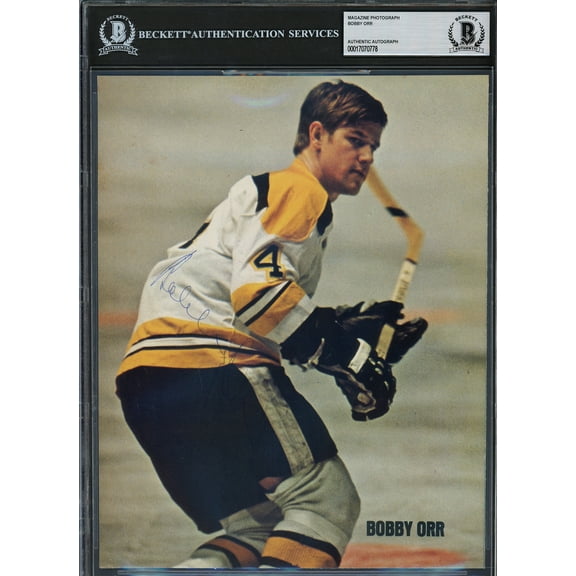 Bobby Orr Autographed 8x10 Magazine Page Photo Boston Bruins Vintage Signature Beckett BAS #17070778