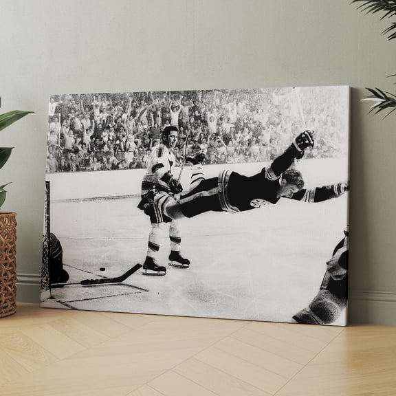 Bobby Orr Flying Goal Famous Hockey Canvas Wall Art Print