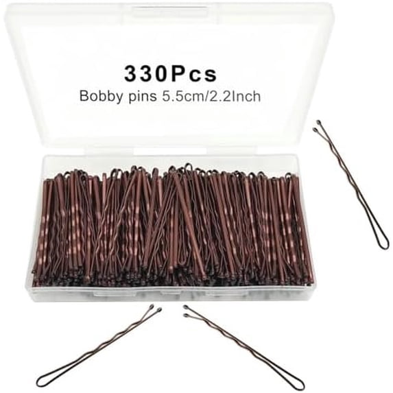 Bobby Pins Brown, 330 Count 2.2 Inch Hair Pins With Cute Box, Bobby Pin For , Girls And Women, For Hair Types