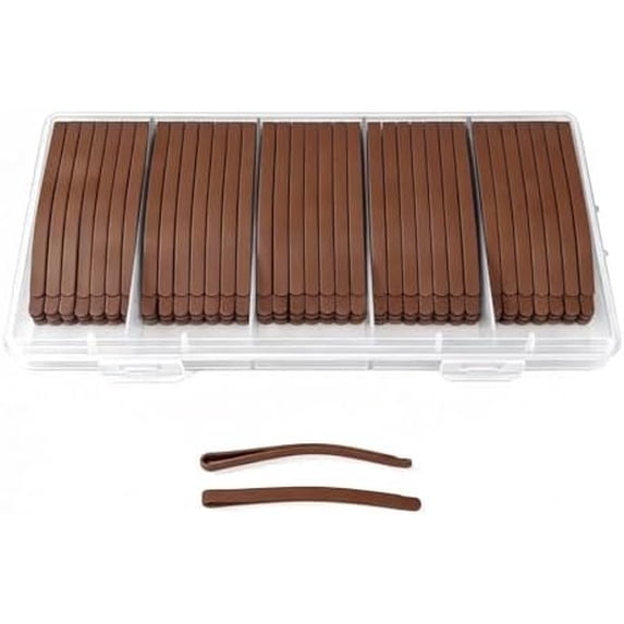 Bobby Pins for Thick Hair Curved Bob Pin, Professional Metal Heavy Hairpins for Women Girls & Styling Accessories, 100 count with Box (Brown)