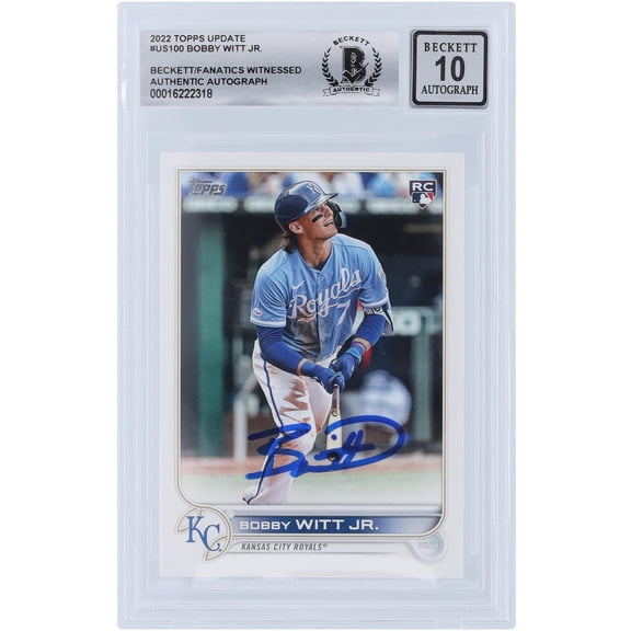 Bobby Witt Jr. Kansas City Royals Autographed 2022 Topps Update #US100 Beckett Fanatics Witnessed Authenticated 10 Rookie Card - Fanatics Authentic Certified