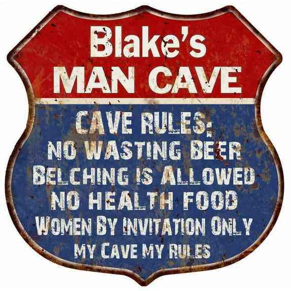 Bobby's Man Cave Rules Sign Shield Metal Gift 211110023130
