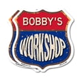 thumbnail image 1 of Bobby's Workshop (2 Pack) 12 inch X 12 inch Shield Shaped Commercial Grade Plastic Signs Weather Resistant, UV Protected To last, Gift for Dads and Uncles Classic Americana Crafted in, 1 of 7