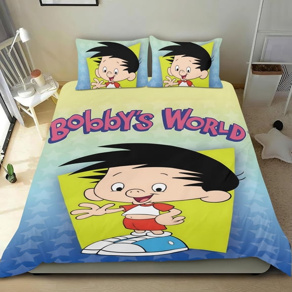 Bobby's World Themed Bed Sheet Set Three Piece Set 36x75 Inches Comfortable And Skin Friendly Unique Design Creating A Star Studded Night