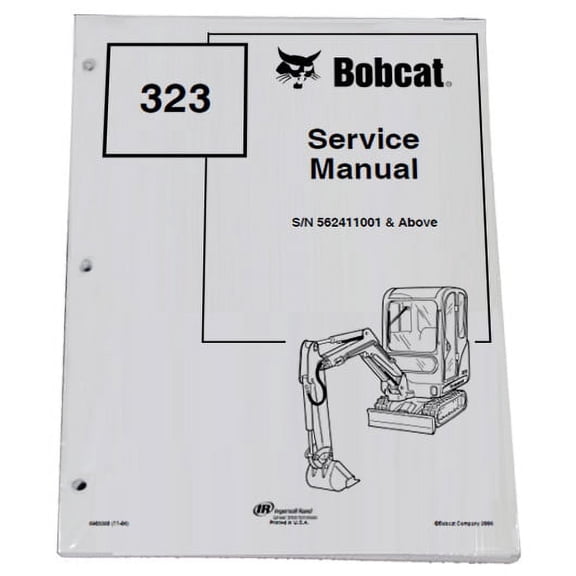 Bobcat 323 Compact Excavator Workshop Repair  Service Manual & Operation Maintenance Manual - Part Number # 6570155 & 6570160