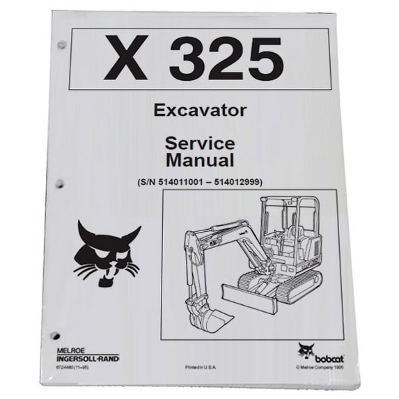 Bobcat 325 Compact Excavator Workshop Repair Service Manual - Part Number # 6724480