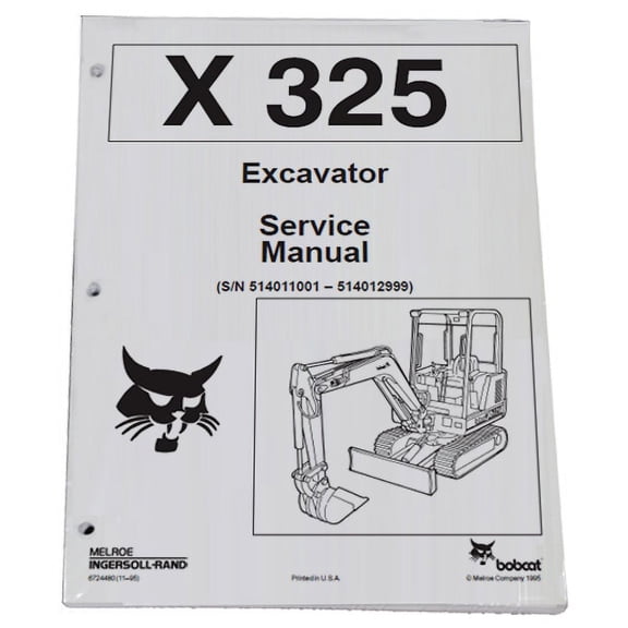 Bobcat 325 Compact Excavator Workshop Repair  Service Manual - Part Number # 6724480