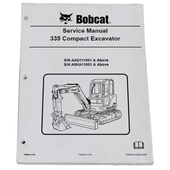 Bobcat 335 Compact Excavator Workshop Repair  Service Manual & Operation Maintenance Manual - Part Number # 6904705 & 6904701