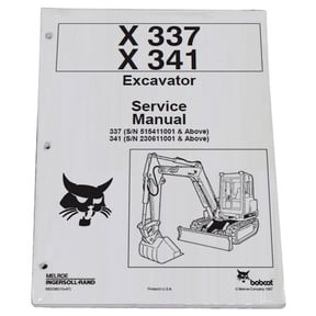 Bobcat 337, 341 Compact Excavator Workshop Repair Service Manual - Part Number # 6900380