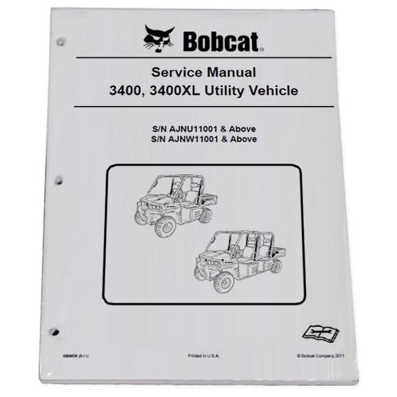 Bobcat 3400, 3400XL Utility Vehicle Workshop Repair  Service Manual - Part Number # 6989606