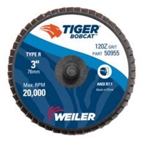 Bobcat 804-50955 3 in. x 3-TR 120 Grit Type R Mini Flap Disc, Zirconia Aluminum Abrasive