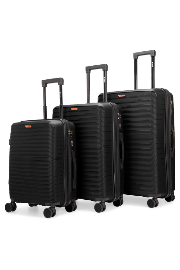 Excavator 3-Piece Expandable Hardside Spinner Luggage Set with TSA Lock | Black