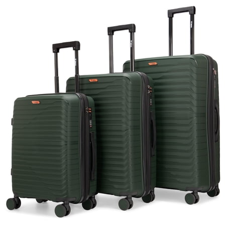 Bobcat Excavator 3-Piece Expandable Hardside Spinner Luggage Set with TSA Lock, Green
