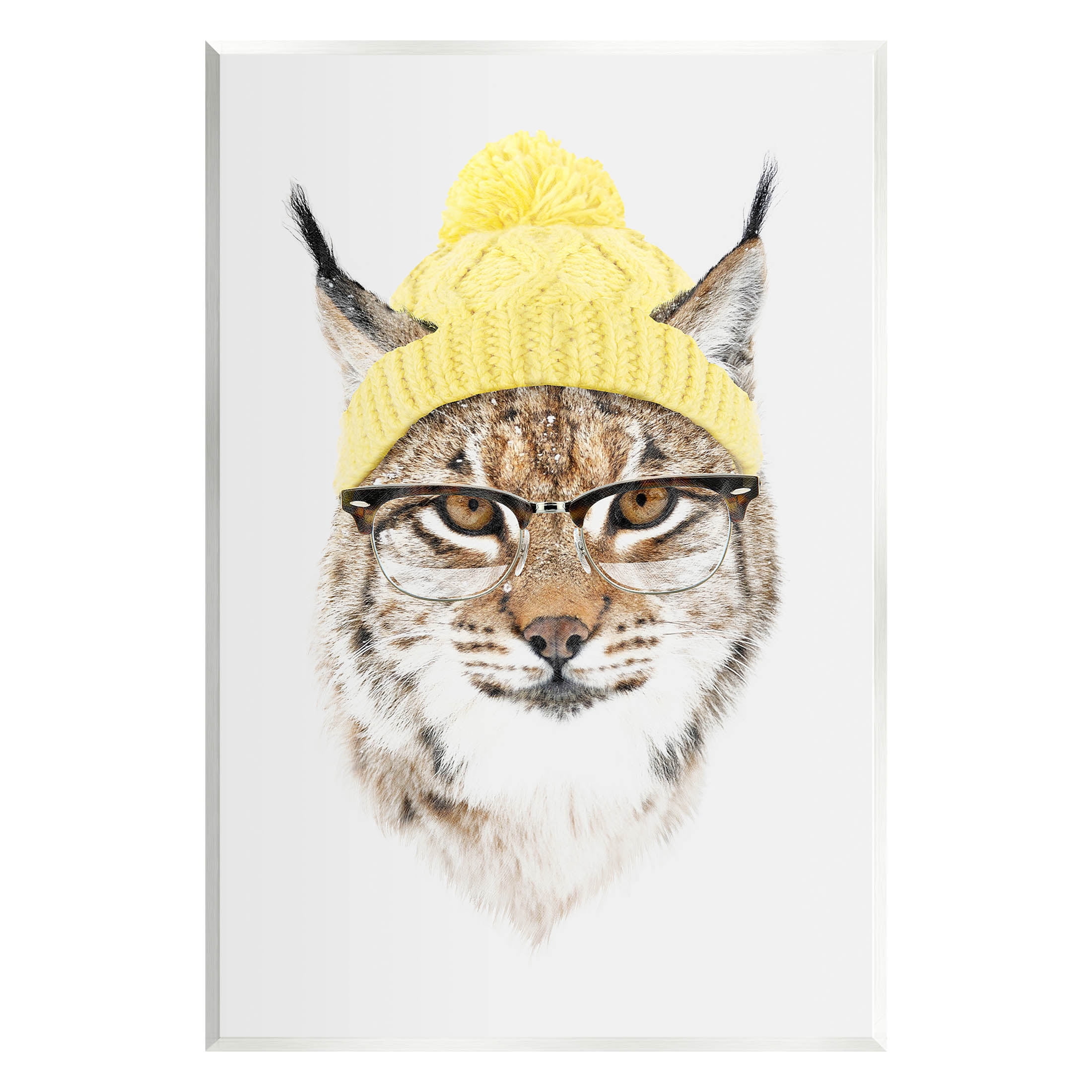 Bobcat Hipster Beanie Wildlife Animals & Insects Graphic Art Unframed Art Print Wall Art