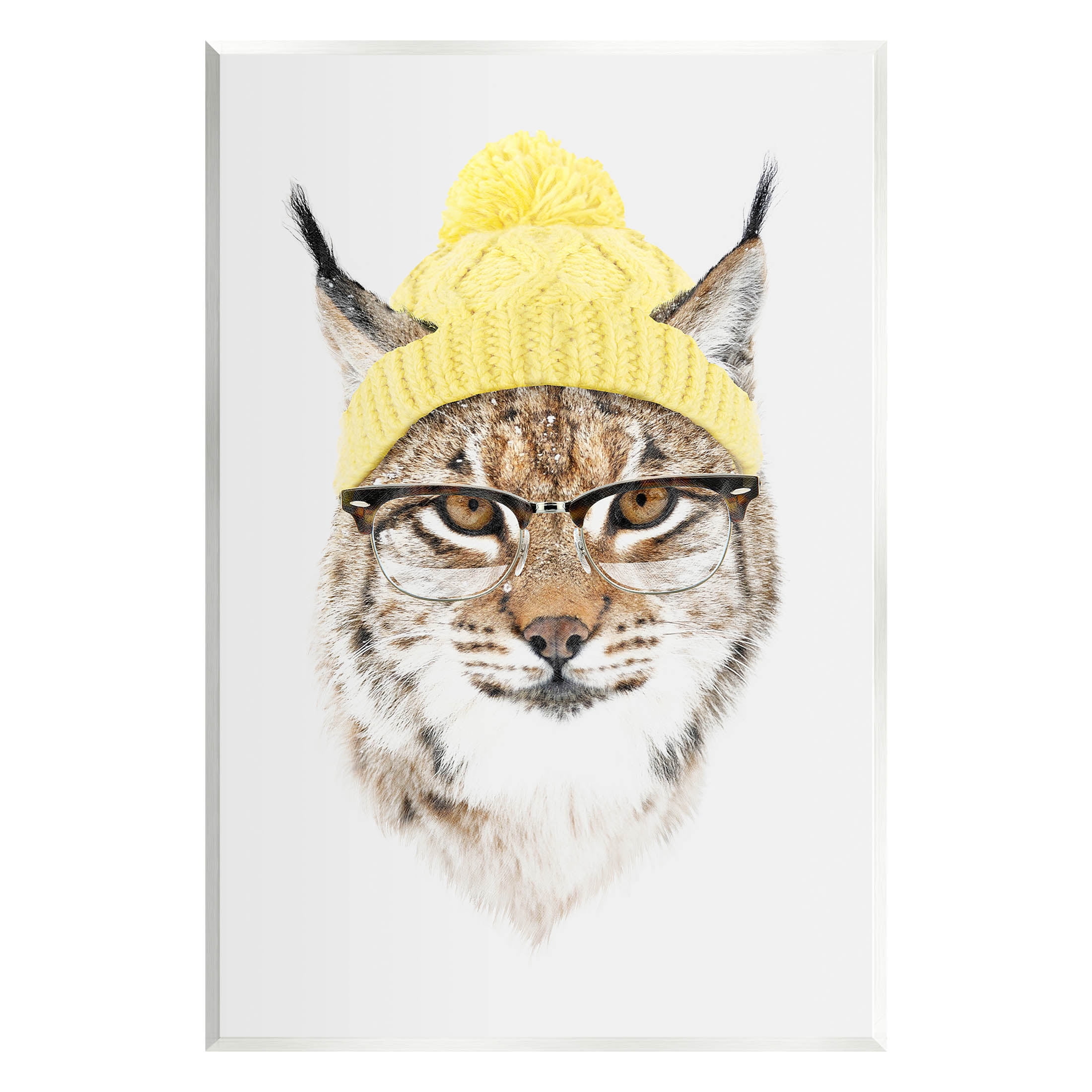 Bobcat Hipster Beanie Wildlife Animals & Insects Graphic Art Unframed Art Print Wall Art
