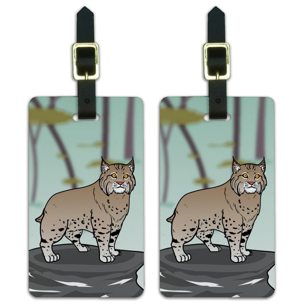 Bobcat Lynx Cat Luggage ID Tags Suitcase Carry-On Cards - Set of 2 ...