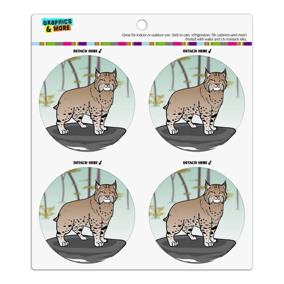 Bobcat Lynx Cat Refrigerator Fridge Locker Vinyl Circle Magnet Set