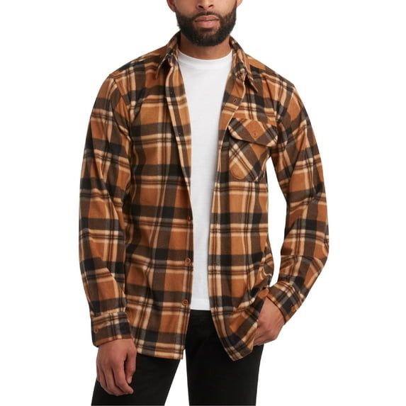 Bobcat Men's Flannel Shirt - Micro Polar Woven Long Sleeve Button Down Shirts for Men (Sizes: S-XL)