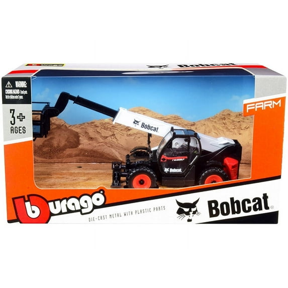 Bobcat T40.180SLP Telescopic Handler with Man Platform Black and White Diecast Model by Bburago