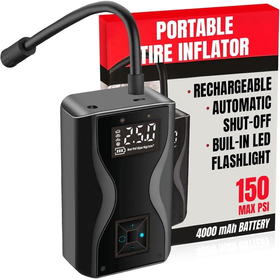 Bobcat Tire Inflator Portable Air Compressor 4000 mAh 150 PSI Cordless Air Pump for Car Tires with Digital Pressure Gauge, Auto Shut-Off Portable Air Pump for Car, Motorcycles, Bikes & Balls