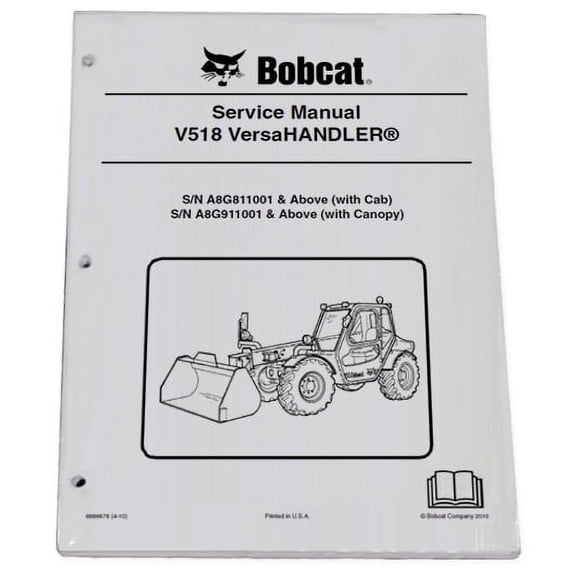 Bobcat V518 Telehandler Workshop Repair Service Manual - Part Number # 6986676