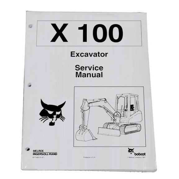 Bobcat X100 Compact Excavator Workshop Repair  Service Manual - Part Number # 6570483