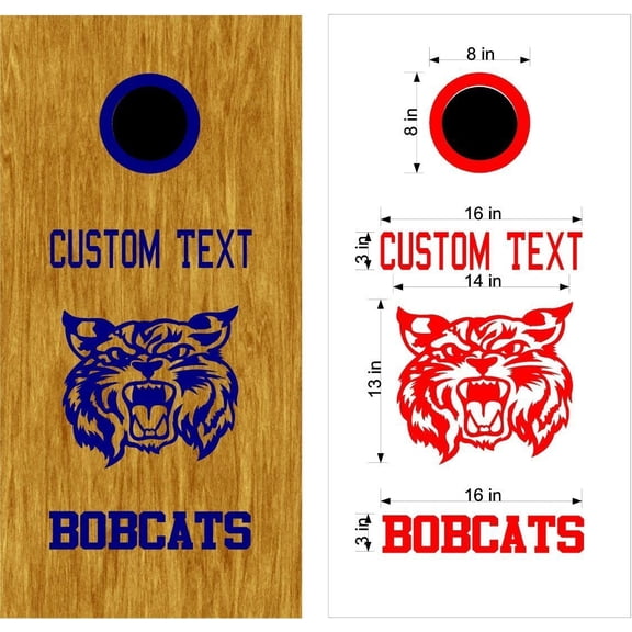 Bobcats School Mascot Cornhole Board Vinyl Decal Sticker