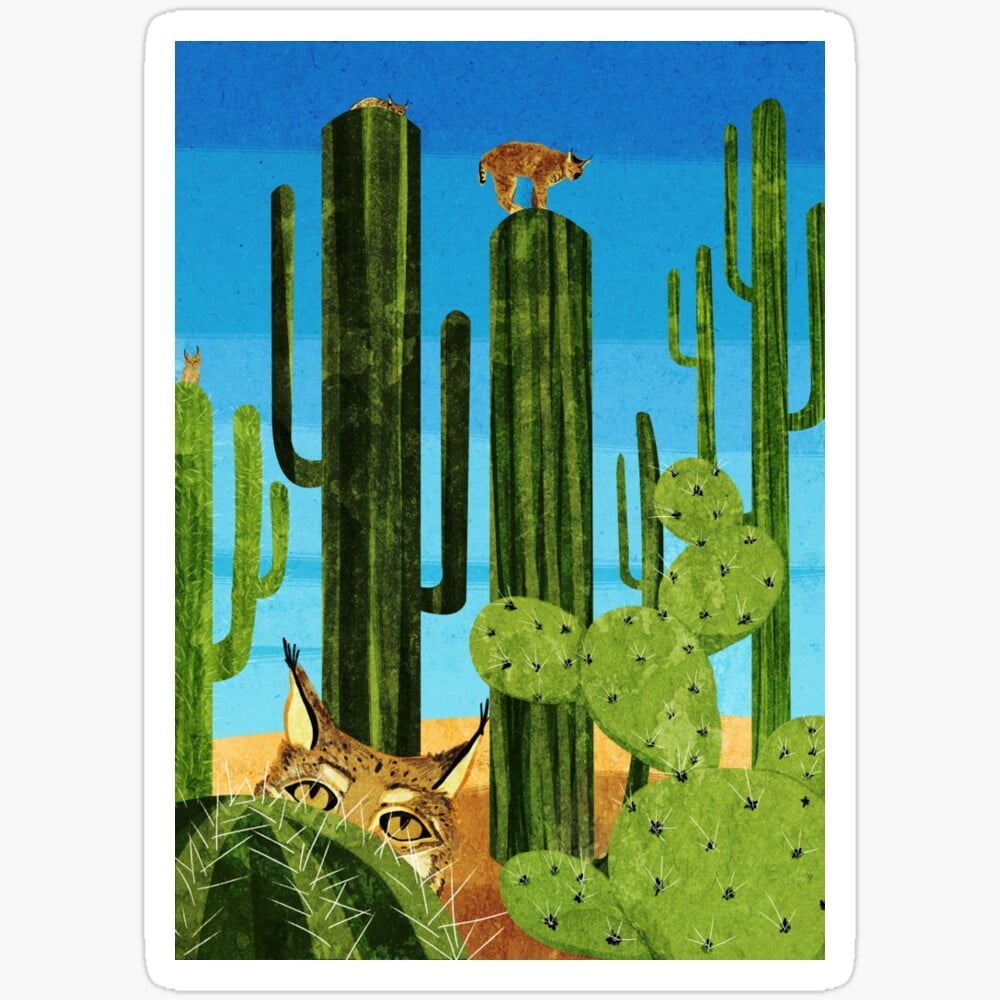 Montana State University Bobcats Sticker | Desert Cactus Design | Vinyl Decal For Laptop, Car, Water Bottle