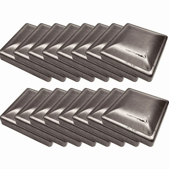 Bobco Metals Decorative Durable Heavy Duty Square Pressed Steel Caps 2" - 16 Pieces