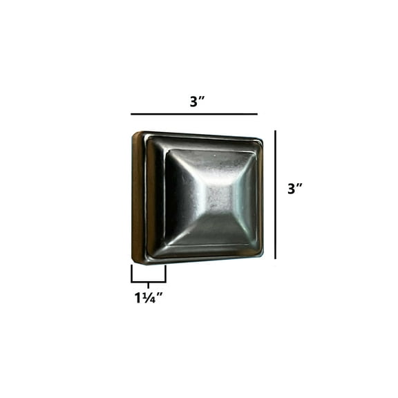 Bobco Metals Decorative Durable Heavy Duty Square Pressed Steel Caps 3" (12 Pieces)