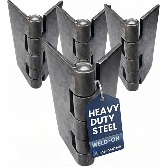 Heavy Duty Weldable Gate Hinges 4" x 4", 2 Pairs (4 Pack), 5/32" Thick Steel Butt Hinges for Metal Gates, Doors, Trailers & Tailgates, Uncoated Dark Gray
