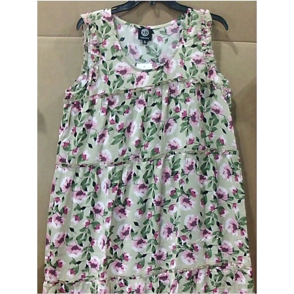 Bobeau Womens RUFFLE TIERED MIDI TANK Casual Dress, Pink Floral, Size Medium