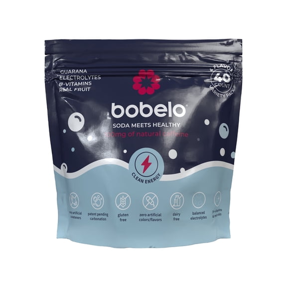 Bobelo 4 Flavor Variety pack, Powdered Energy Drink Mix with 100 mg Caffeine, 40 Ct, 0.3 oz